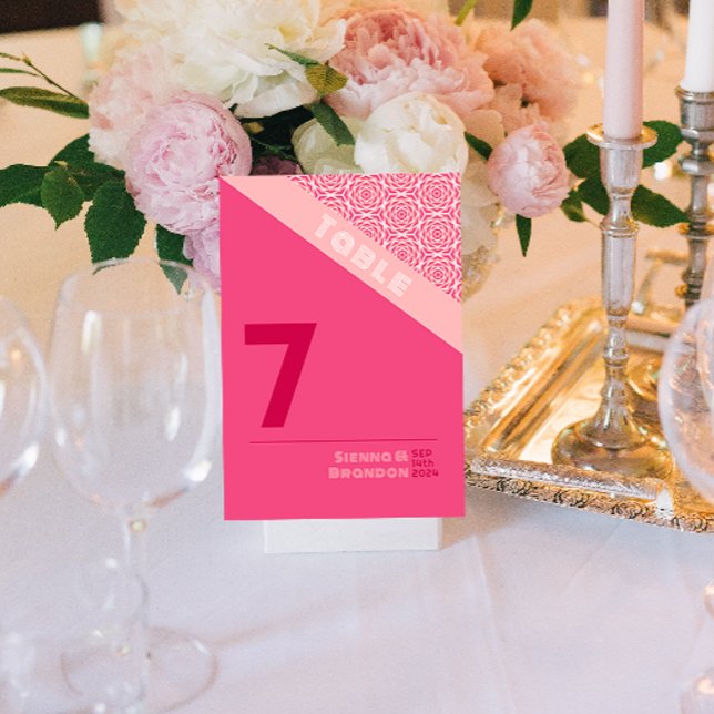 Carte de Mariage rouge Rose géométrique (Créateur téléchargé)