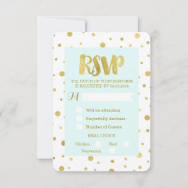 Carte de mariage RSVP Confetti Or Bleu Ciel