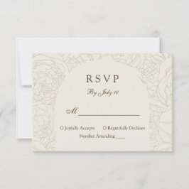 Carte de mariage rsvp de mariage brun élégant