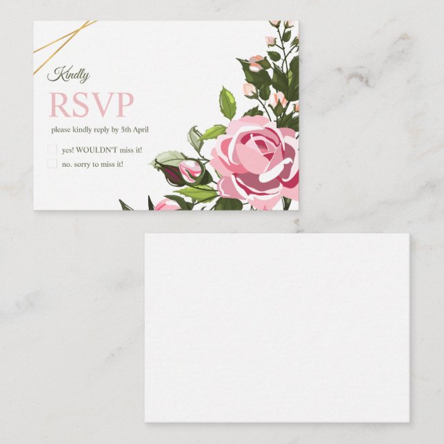 Carte de mariage rsvp Floral Greenery Mariage Rsvp (Devant / Derrière)
