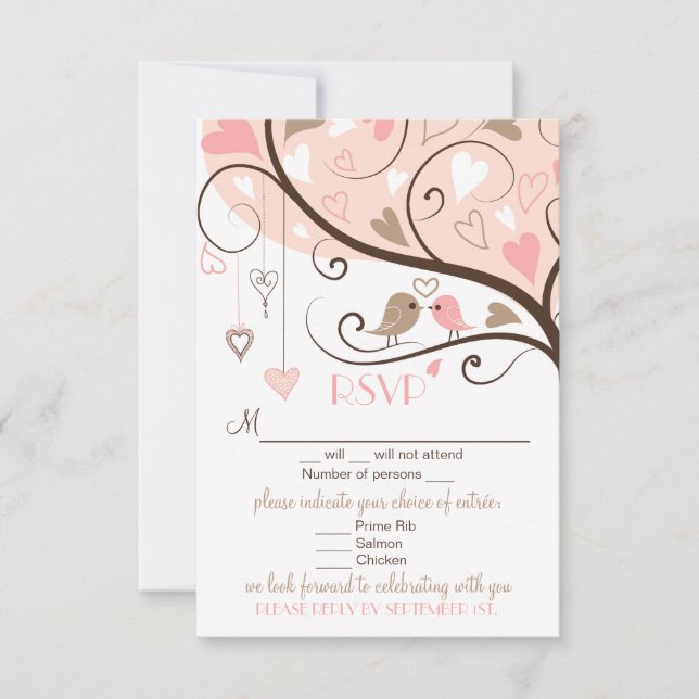 Carte de Mariage RSVP RSVP rose et Brown (Devant)