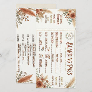 Carte de mariage Rustique Billet d'embarquement En
