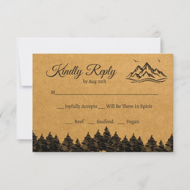 Carte de Mariage Rustique Woodsy RSVP (Devant)