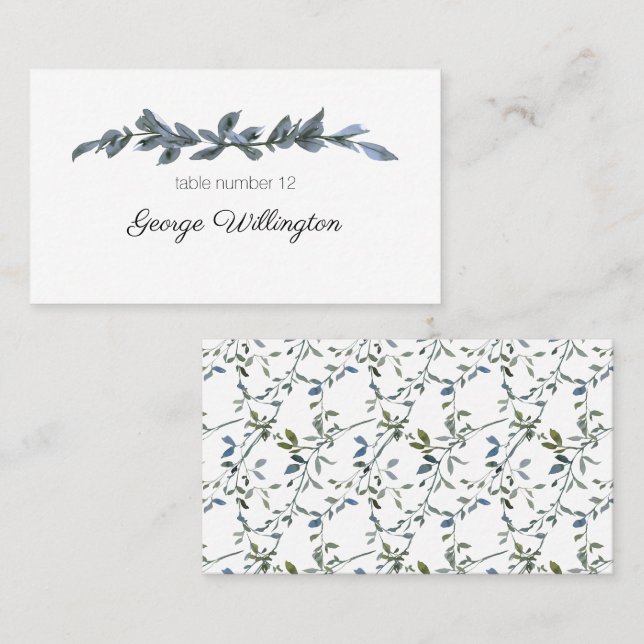 Carte de Mariage Sage Silver Green Floral (Devant / Derrière)