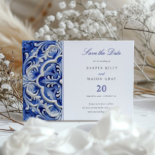 Carte de mariage "Save the Date" à carreaux d'azul