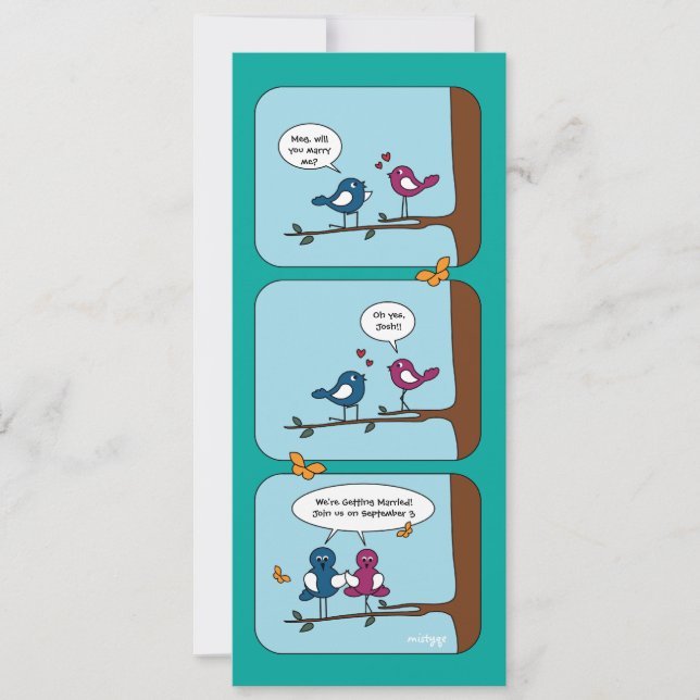 Carte de mariage Save the Date avec des oiseaux am (Devant)