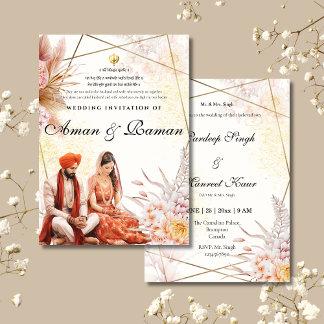 Carte de mariage Sikh faire-part de mariage sikh P
