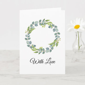 Carte de mariage simple à couronne d'eucalyptus -
