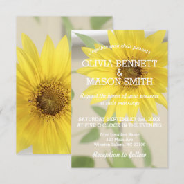 Carte de mariage texturisée de tournesol vintage