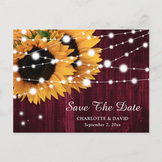 Carte de mariage Tournesol Bourgogne Save The Date (Devant)