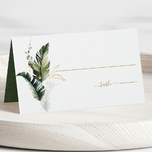 Carte de Mariage Tropical Foliage Green Gold
