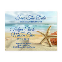 Carte de mariage tropicale à la plage - Enregistre