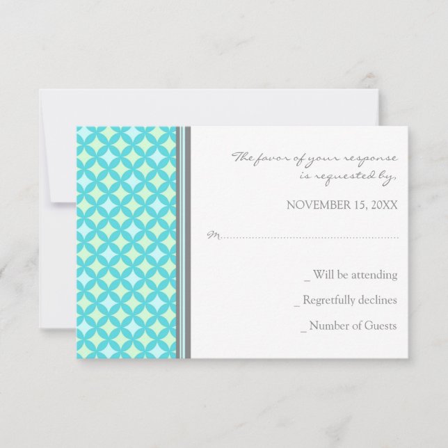 Carte de Mariage Turquoise gris Motif de la Monnai (Devant)