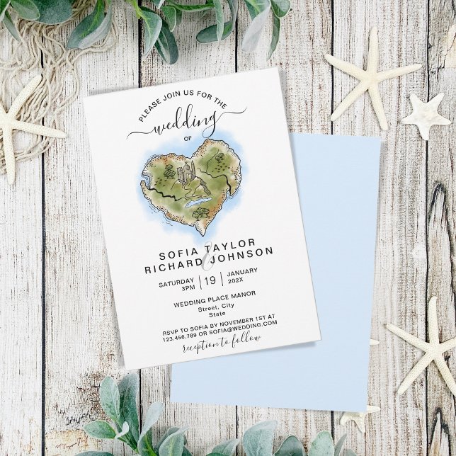 Carte de mariage unique illustrée de destination v (Créateur téléchargé)