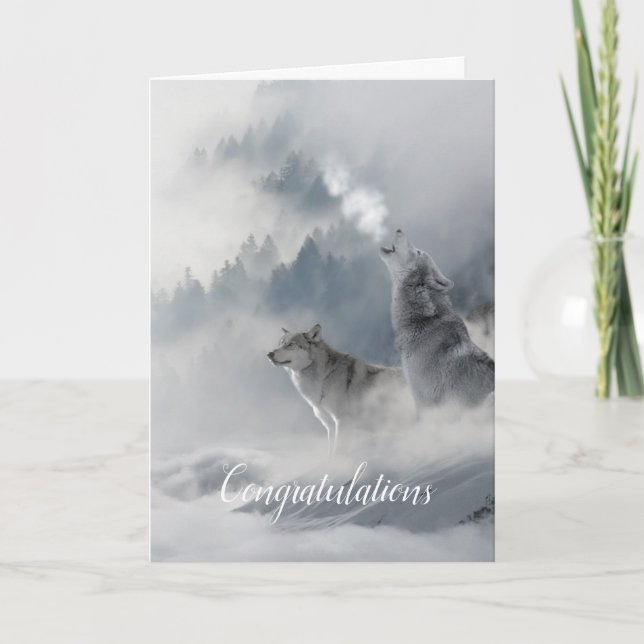 Carte de mariage verticale Loups Âmes sœurs (Devant)