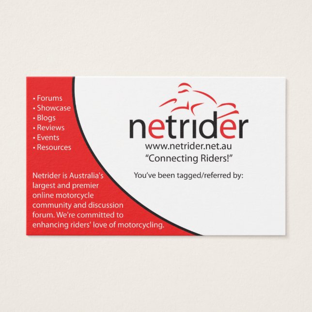 Carte de marquage Netrider (Devant)
