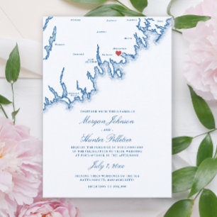 Carte de Mattapoisett MA Élégante Bleu Nuit Mariag