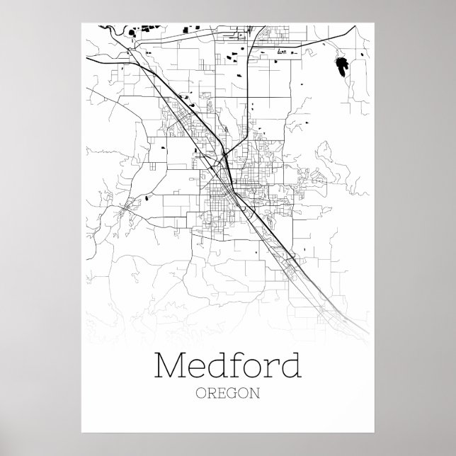 Carte de Medford - Oregon - Poster de carte de vil (Devant)