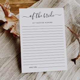Carte de mémoire préférée pour Baby Shower minimal