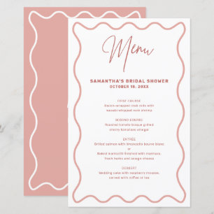 Carte de menu à bordure ondulée rose et blanche av
