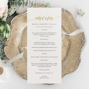 Carte de menu à calligraphie dorée élégante et fau