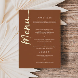 Carte de menu à écriture dorée en terracotta marro