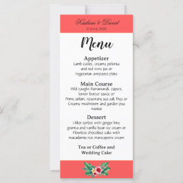Carte de menu à thème mariage floral tropical
