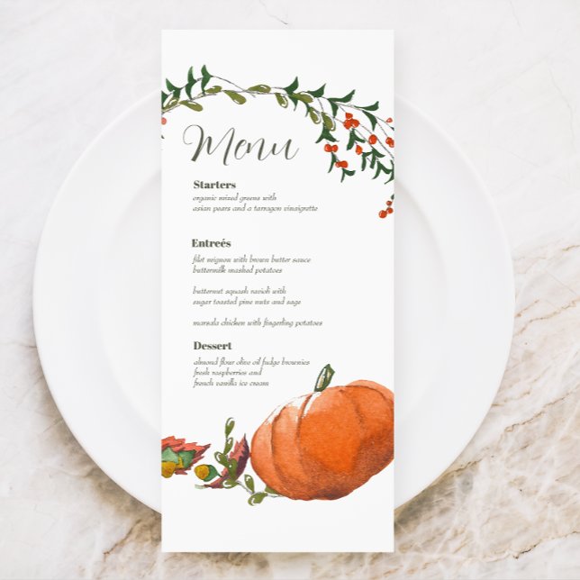 Carte de menu Aquarelle Thanksgiving ou Mariage de (Créateur téléchargé)