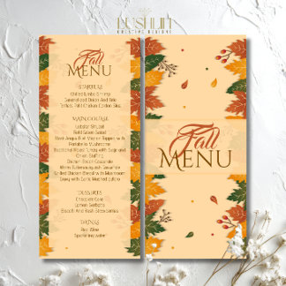 Carte de menu automne plat nuances brunes