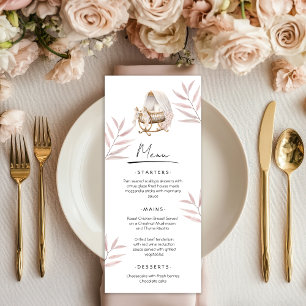 Carte de Menu Baby Shower Brunch Rose Poussiéreux 