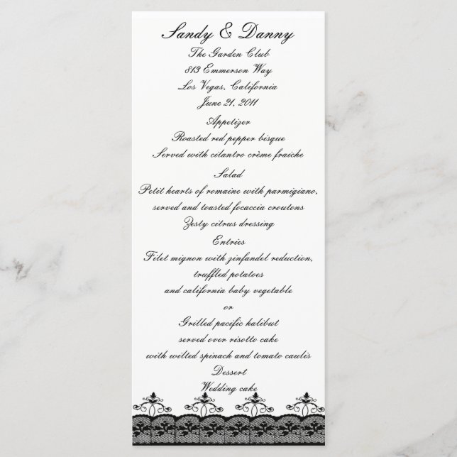 Carte de menu Black Lace (Devant)