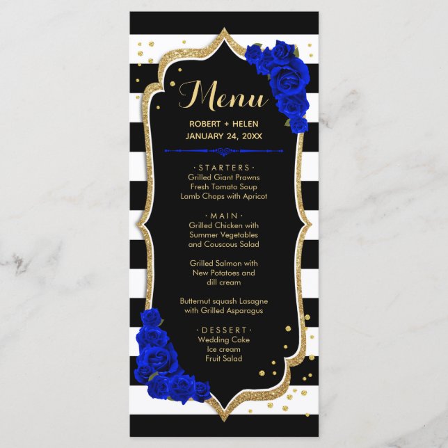 Carte de menu blanc Black Royal Blue Gold (Devant)