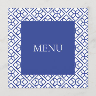 CARTE DE MENU BLEUE ET BLANC FRONTIÈRE