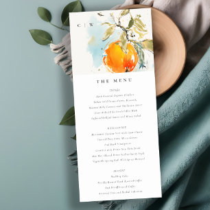 Carte de menu Boho Abstrait Orange Garden Wedding