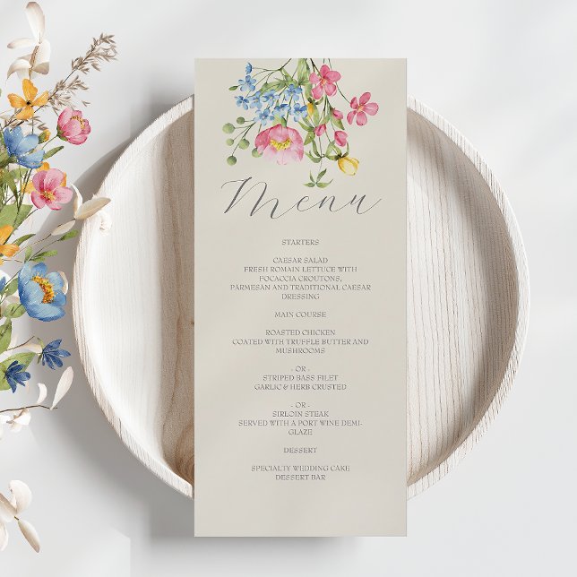 Carte de menu Boho Floral Mariage (Créateur téléchargé)