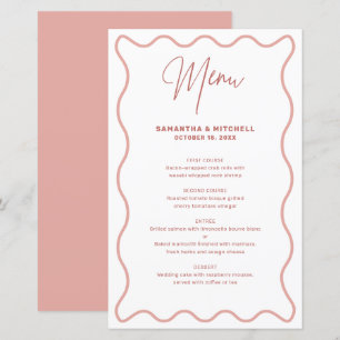 Carte de menu Bordure blanche et rose