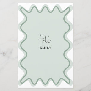Carte de menu Bordure de vague de Sage avec nom