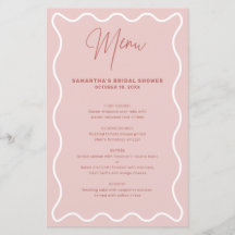 Carte de menu Bordure rose et blanche avec nom