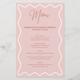 Carte de menu Bordure rose et blanche avec nom
