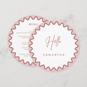 Carte de menu Bordure Rose Wavy avec nom