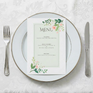 Carte de menu Botanique Mariage rose pâle