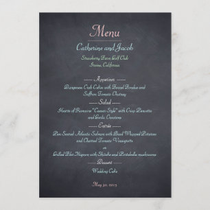 Carte de menu Chalkboard Look Mariage