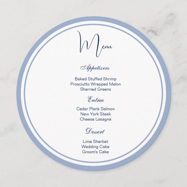 Carte de menu circulaire (Devant)