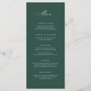 Carte de menu classique de la réception de mariage