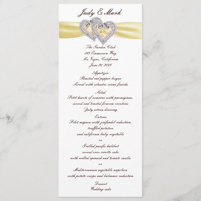 Carte de menu Coeurs de citron personnalisés (Devant)