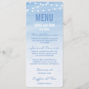 Carte de menu Couleur d'aquarelle bleu glauque
