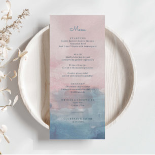 Carte de menu couleur rose et bleu