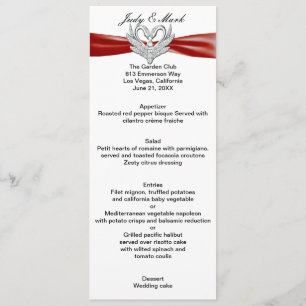 Carte de menu Cylindres en argent du ruban rouge
