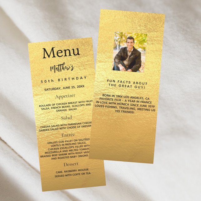 Carte de menu d'anniversaire Gold (Créateur téléchargé)