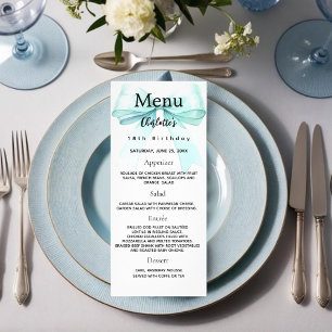 Carte de menu d'anniversaire turquoise green bow